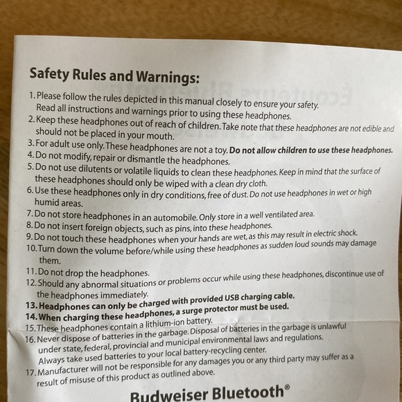 NEW BUDWEISER BLUETOOTH HEADPHONES - Picture 5 of 7